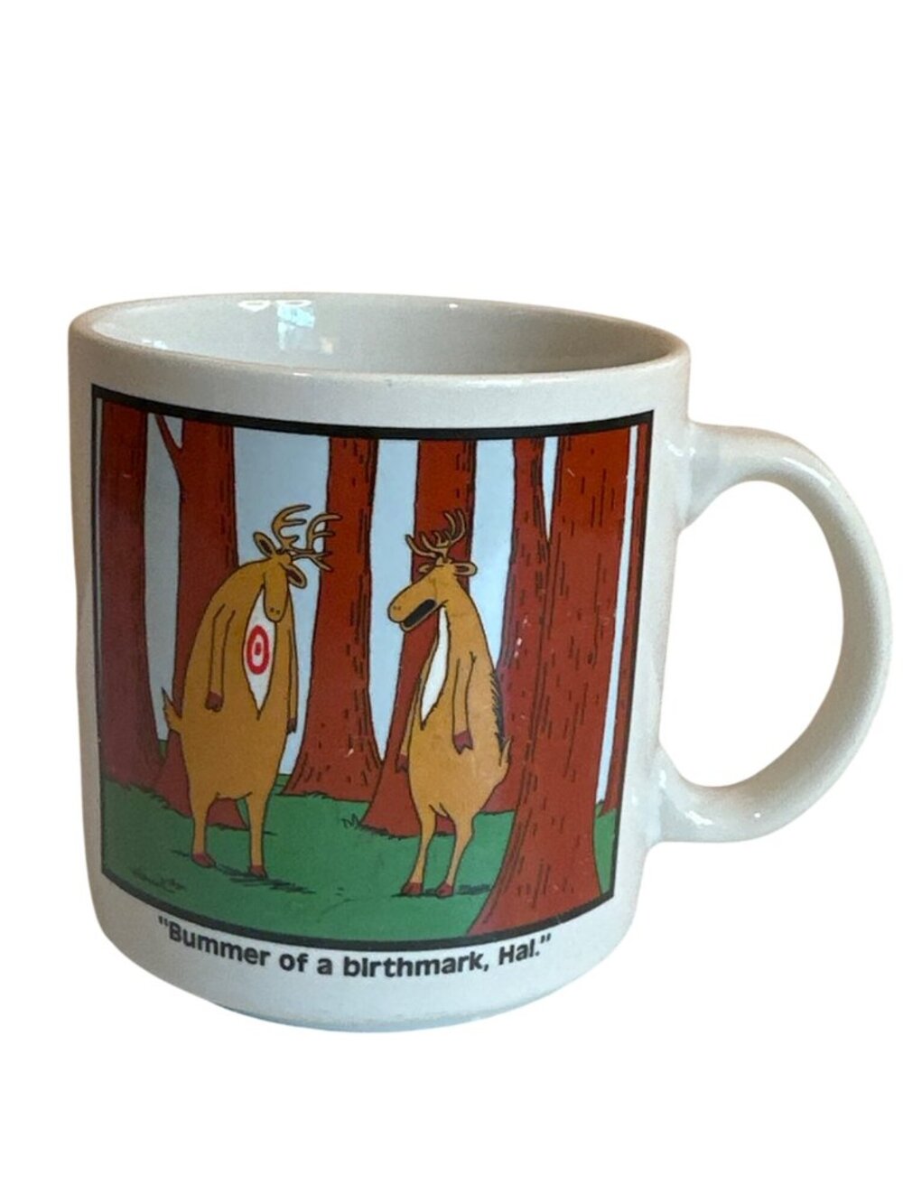 Far Side Birthmark Coffee Mug Bummer of a Birthmark Hal Bullseye Hunting Tea
